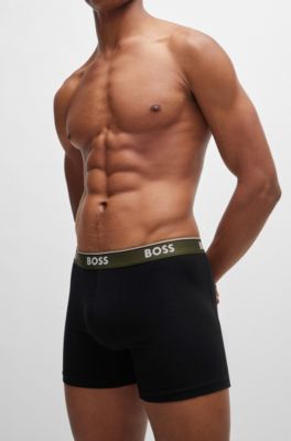 BOSS - Three-pack Of Stretch-cotton Boxer Briefs With Logos