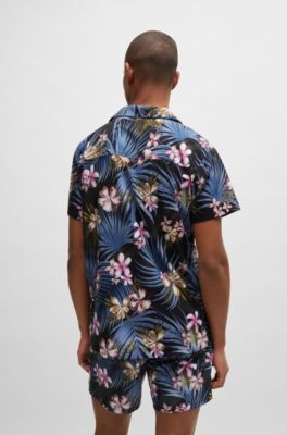 Regular-fit shirt with seasonal print, Dark Blue