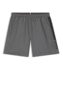 Swim shorts with logo and stripe, Light Grey