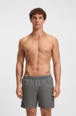Swim shorts with logo and stripe, Light Grey