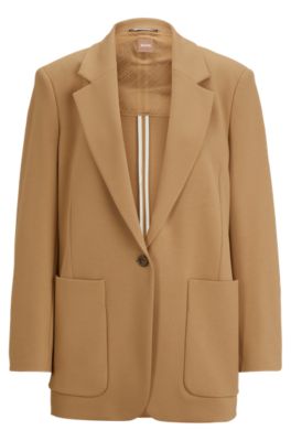 Shop Hugo Boss Relaxed-fit Jacket In Stretch Jersey With Half Lining In Beige