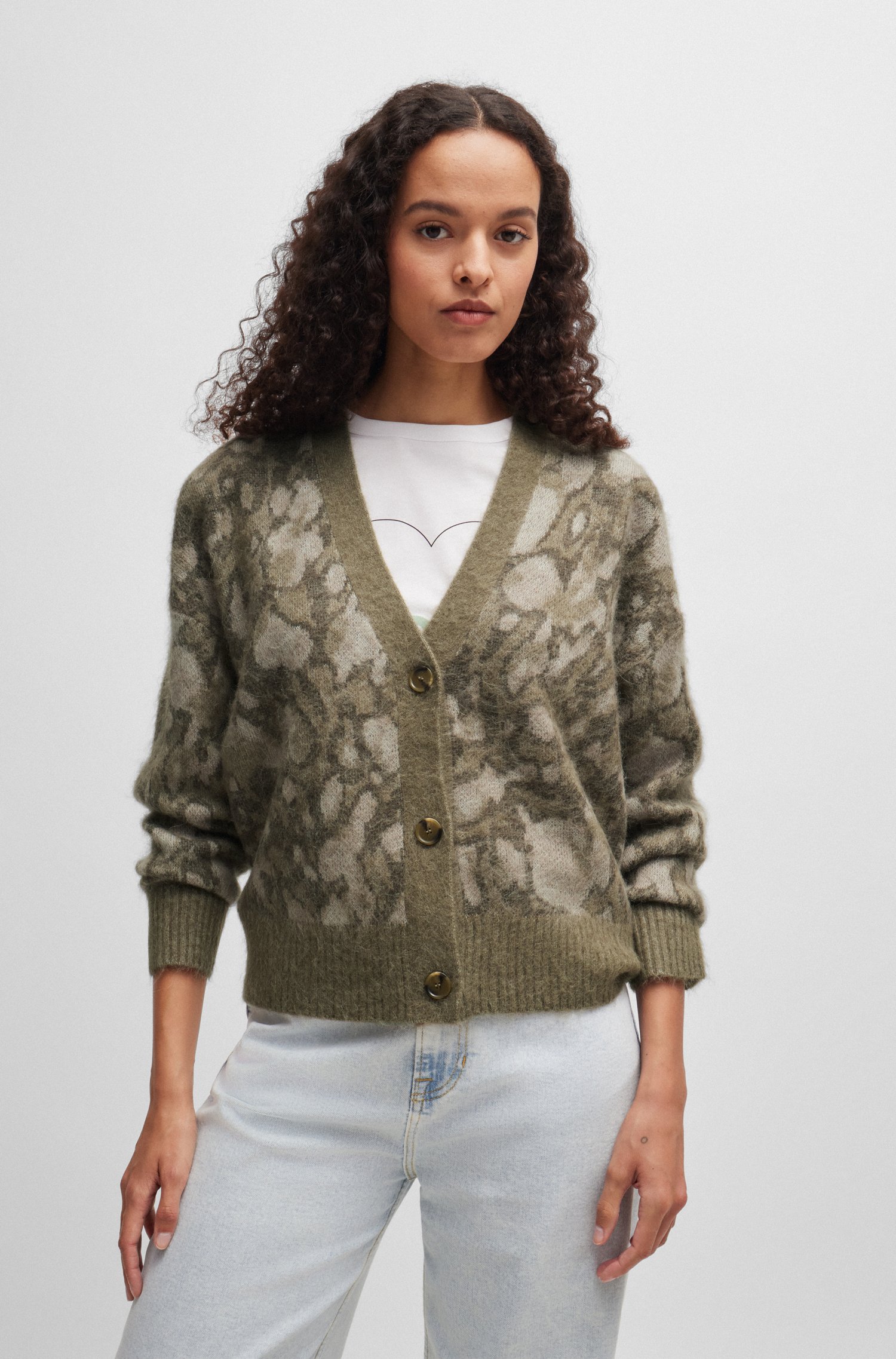 Oversize-fit cardigan with signature pattern