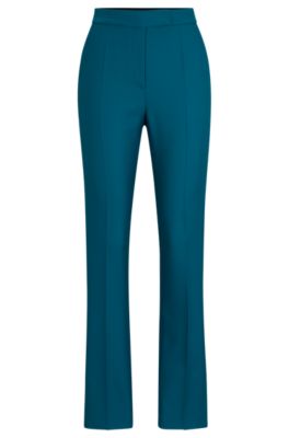 Shop Hugo Boss Slim-fit Trousers In Virgin-wool Twill In Light Green