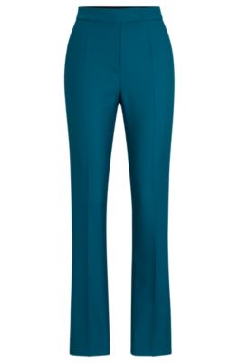Hugo Boss Slim-fit Trousers In Virgin-wool Twill In Light Green