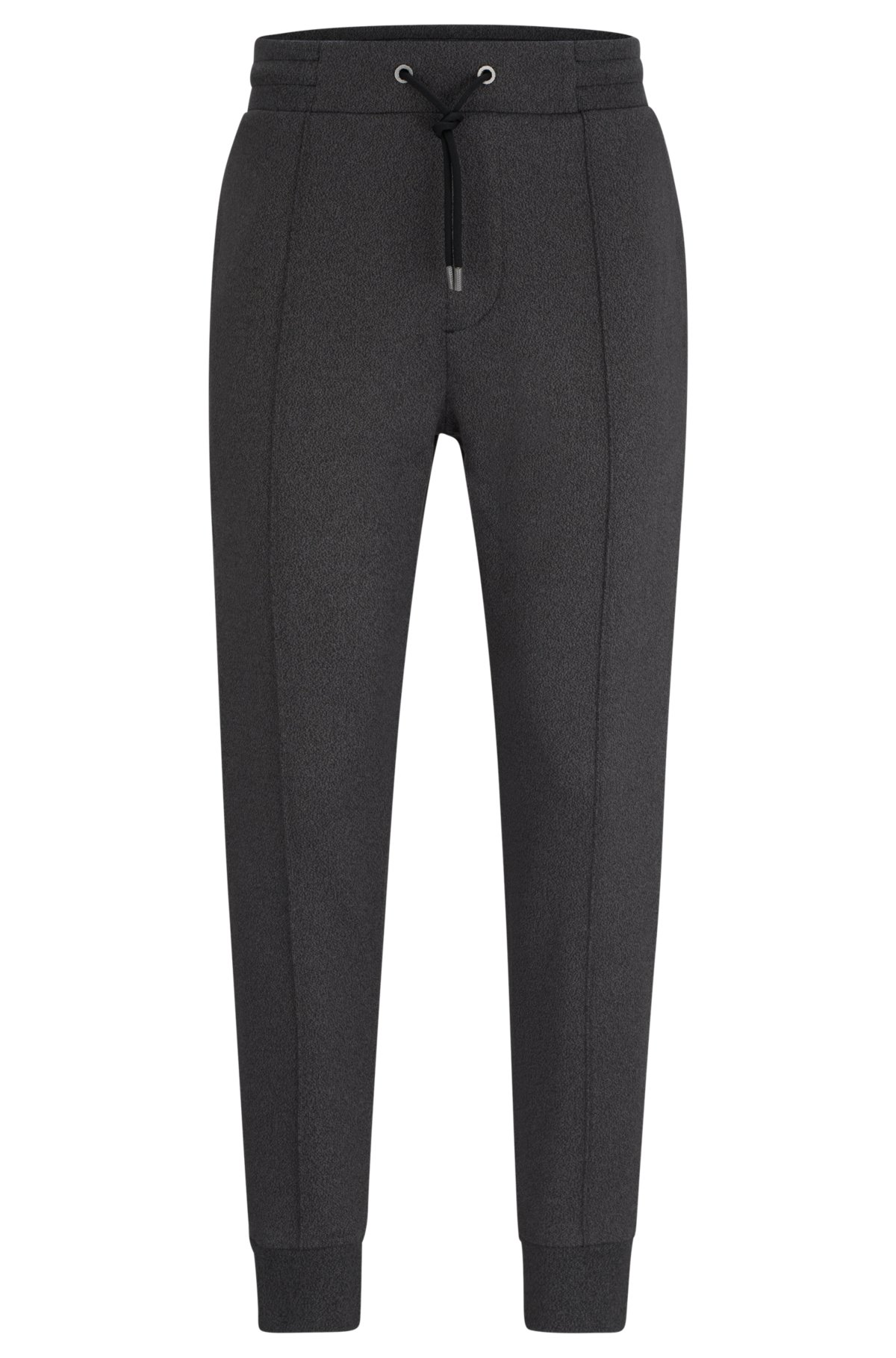 Regular-fit tracksuit bottoms in mouliné French terry, Black