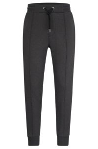 Regular-fit tracksuit bottoms in mouliné French terry, Black
