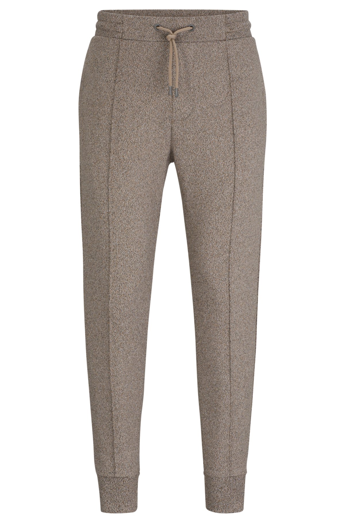 Regular-fit tracksuit bottoms in mouliné French terry, Beige