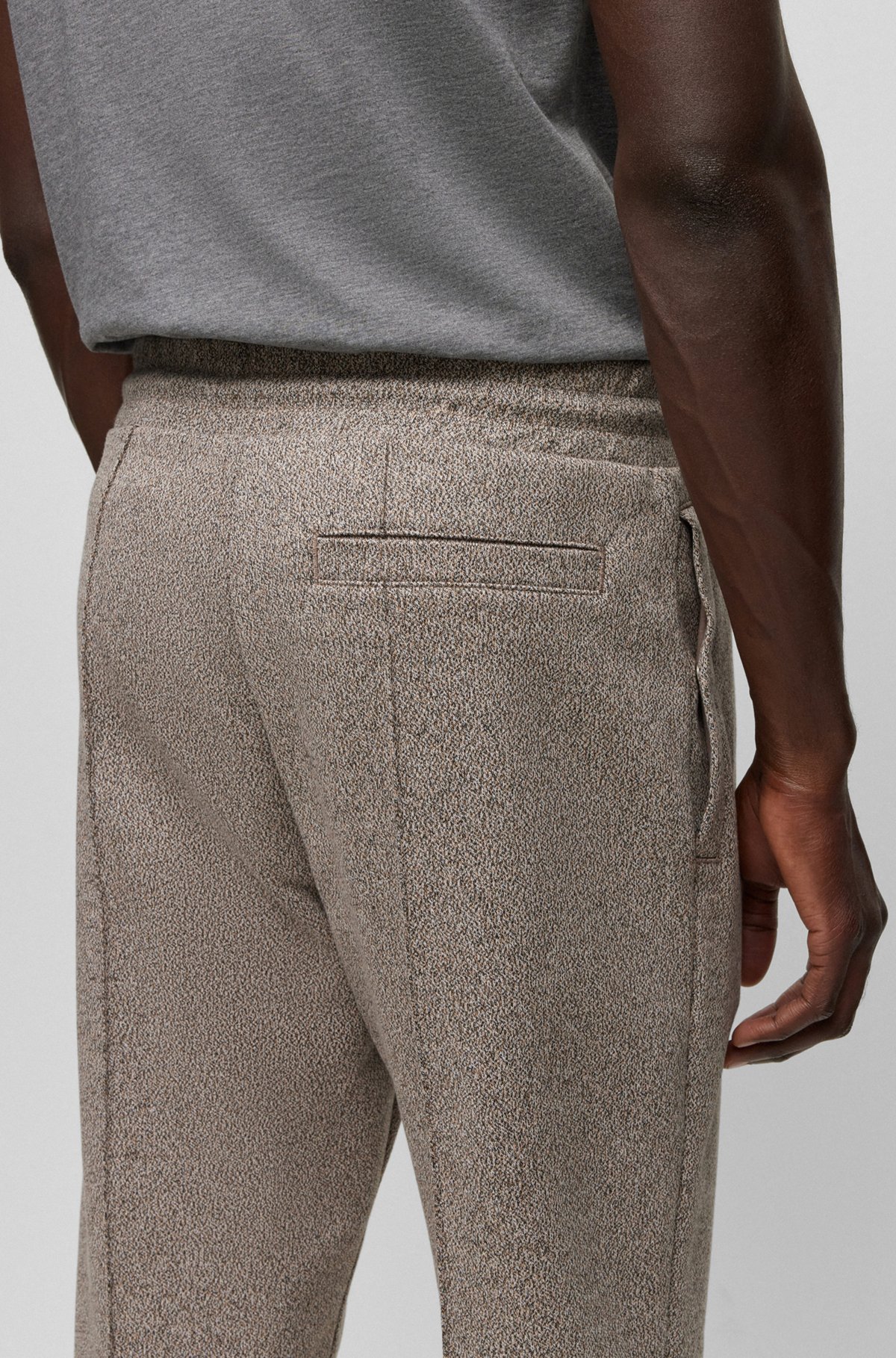 Regular-fit tracksuit bottoms in mouliné French terry, Beige