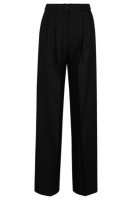 BOSS - Regular-fit trousers in stretch twill with flared leg