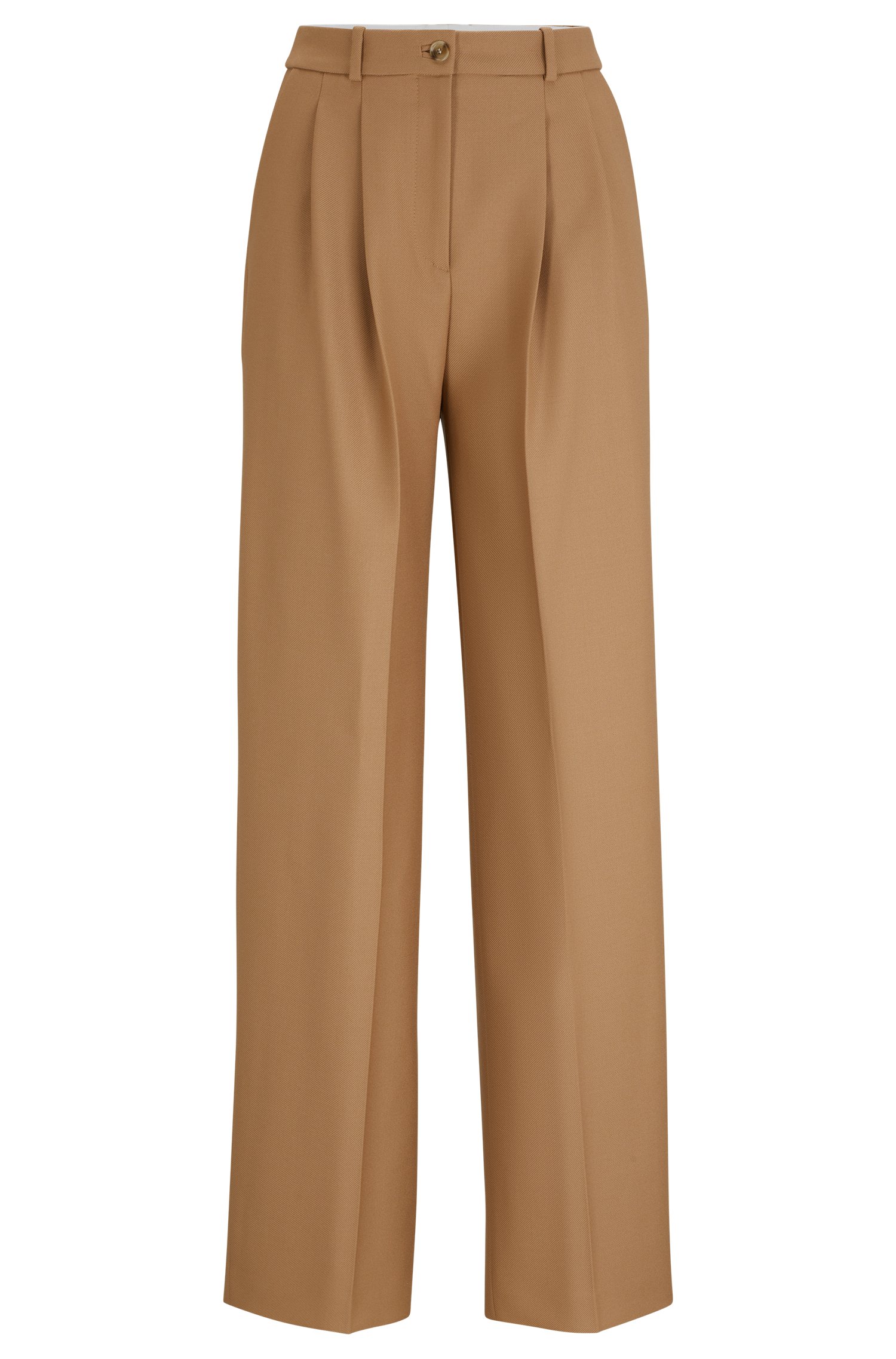 Pantalones regular fit de sarga lana virgen