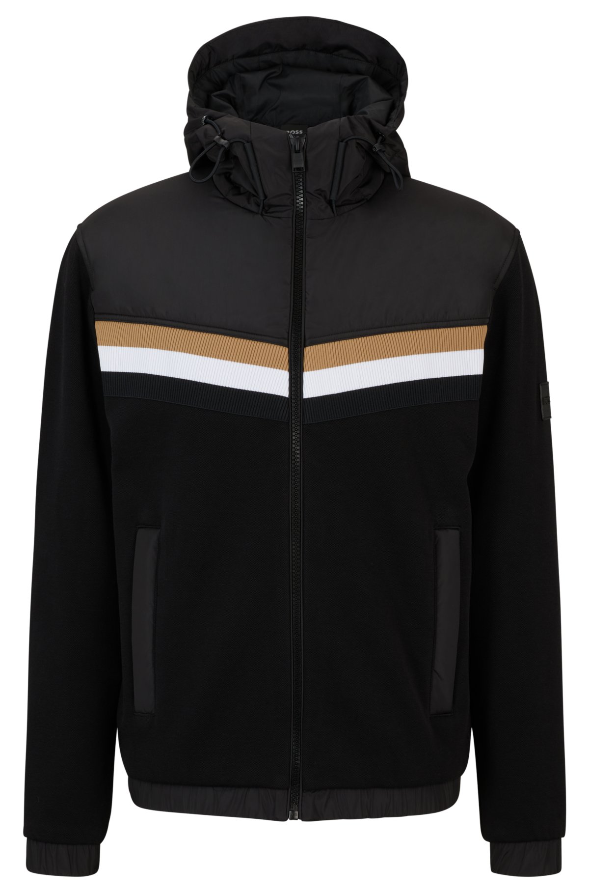 stripe-detail zip-up hoodie