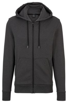 Shop Hugo Boss Regular-fit Zip-up Hoodie In Moulin French Terry In Black