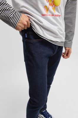 Extra-slim-fit jeans in dark-blue stretch denim, Dark Blue