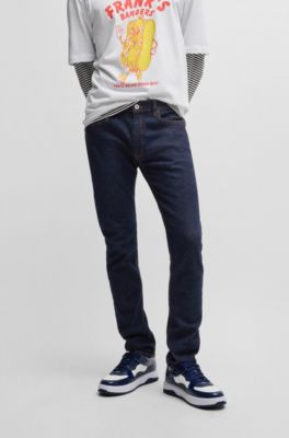 Extra-slim-fit jeans in dark-blue stretch denim, Dark Blue