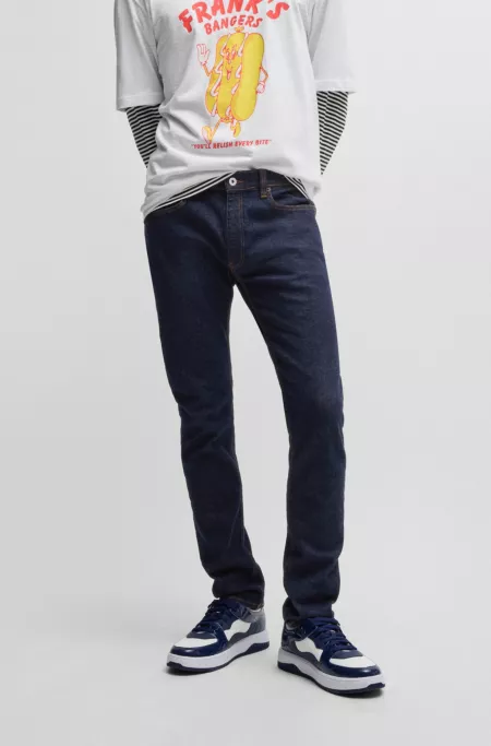 Extra-slim-fit jeans in dark-blue stretch denim