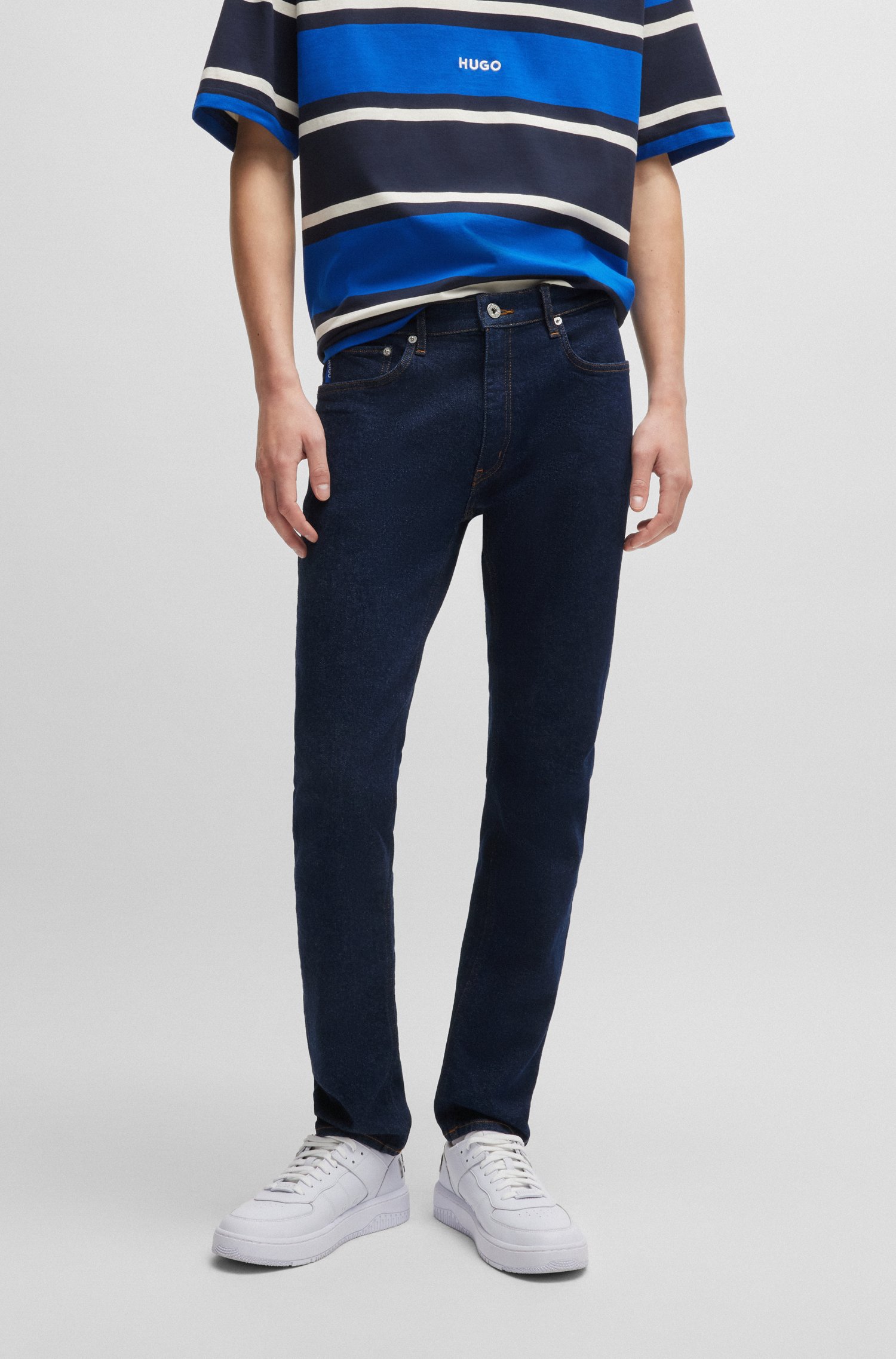 Extra-slim-fit jeans dark-blue stretch denim