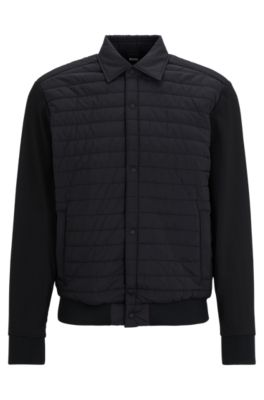 BOSS - Relaxed-fit overshirt in mixed materials with padding