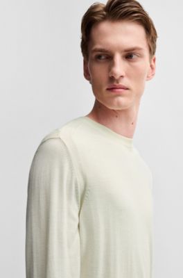 Regular-fit sweater in wool, silk and cashmere, White