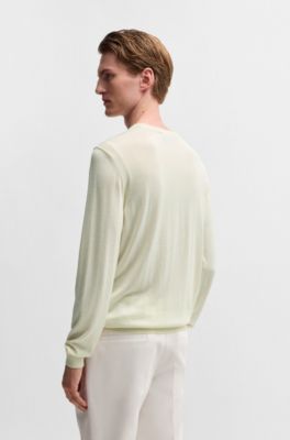 Regular-fit sweater in wool, silk and cashmere, White
