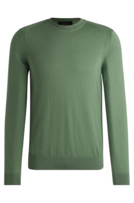 Regular-fit sweater in wool, silk and cashmere, Green