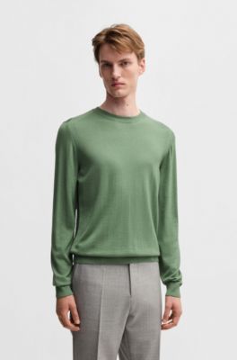 Regular-fit sweater in wool, silk and cashmere, Green