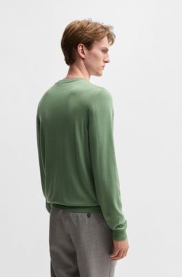 Regular-fit sweater in wool, silk and cashmere, Green