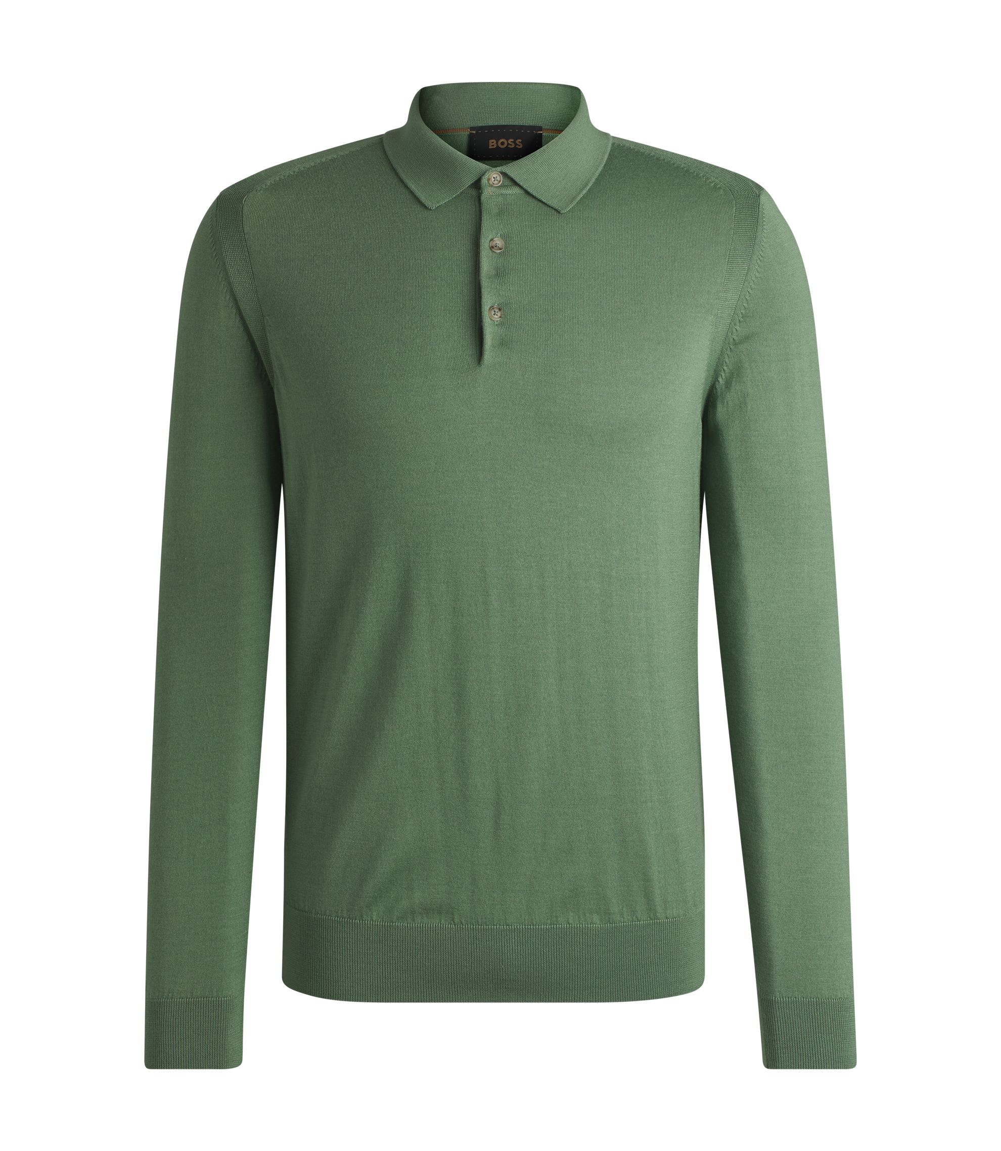 BOSS - Regular-fit polo sweater in wool, silk and cashmere - Green