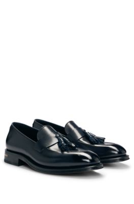 BOSS - Italian-crafted leather loafers with tassel trim