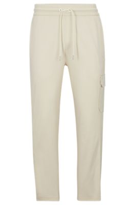 Shop Hugo Boss Mercerized-cotton Tracksuit Bottoms With Insert Details In White