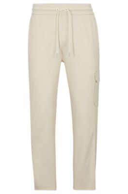 BOSS - Mercerized-cotton tracksuit bottoms with insert details