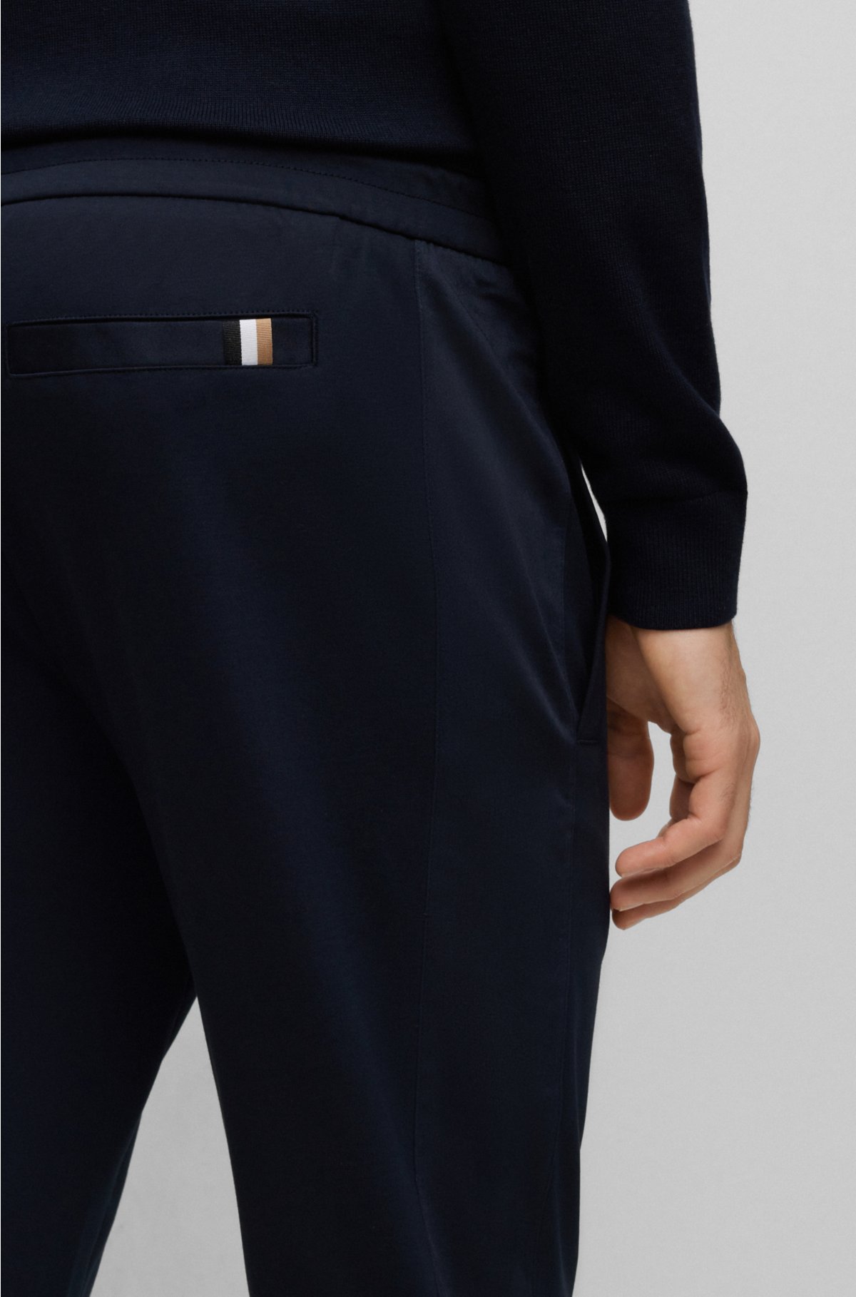 BOSS - Mercerized-cotton tracksuit bottoms with insert details