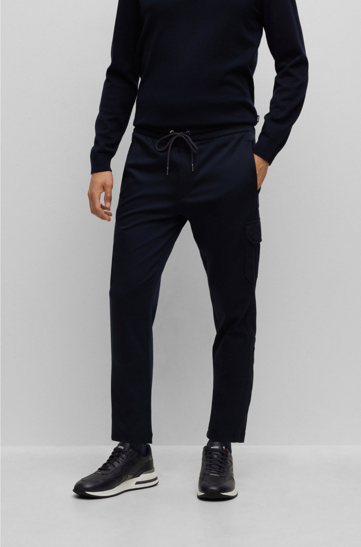 Mercerized-cotton tracksuit bottoms with insert details
