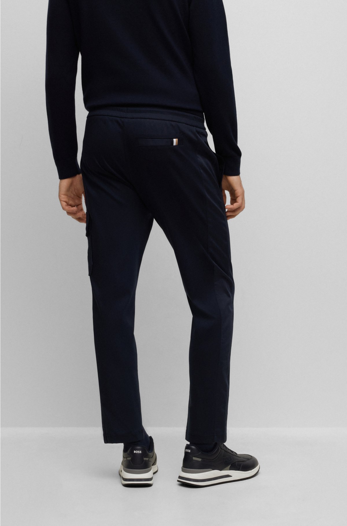 Mercerized-cotton tracksuit bottoms with insert details