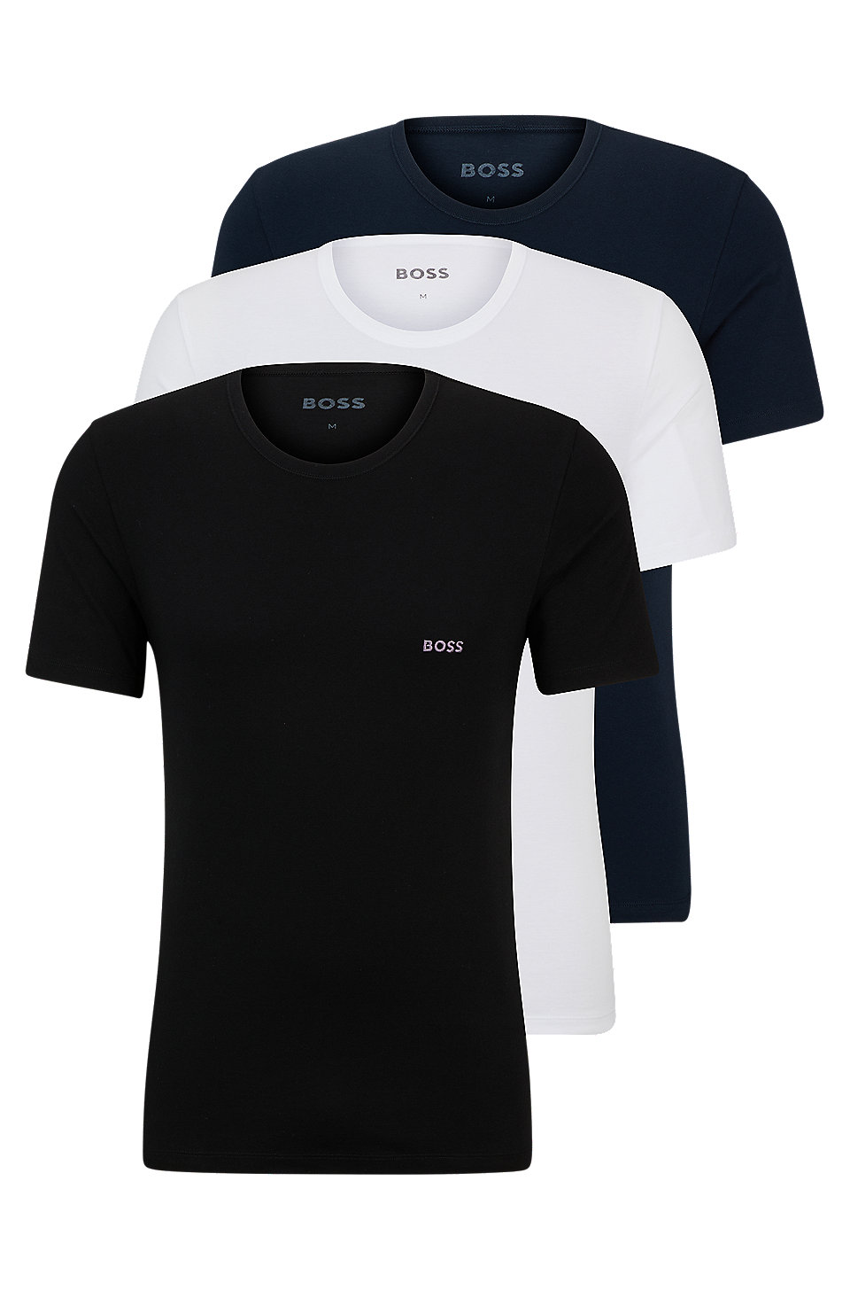 BOSS - Three-pack of branded underwear T-shirts in cotton jersey