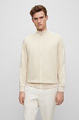 Zip-up sweatshirt in mercerized cotton with insert details, White