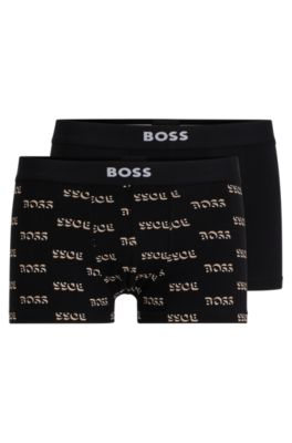 Hugo Boss Two-pack Of Stretch-cotton Trunks With Logo Waistbands Men's Underwear And Nightwear Size 2xl In Assorted-pre-pack