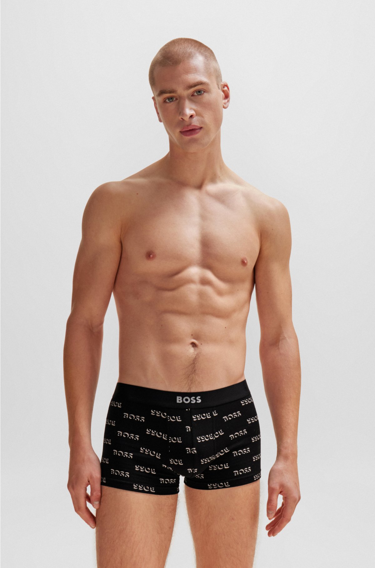 HUGO - Two-pack of stretch-cotton trunks with logo waistbands