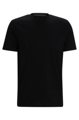Hugo Boss Regular-fit T-shirt In Mercerized Cotton With Double Stitching In Black