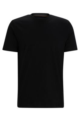 Camiseta regular fit de algod&oacute;n mercerizado, Negro