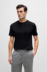 Regular-fit crew-neck T-shirt in mercerized cotton , Black