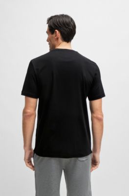 Camiseta regular fit de algod&oacute;n mercerizado, Negro