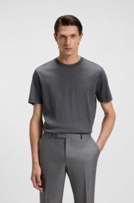Regular-fit T-shirt in mercerized cotton, Grey