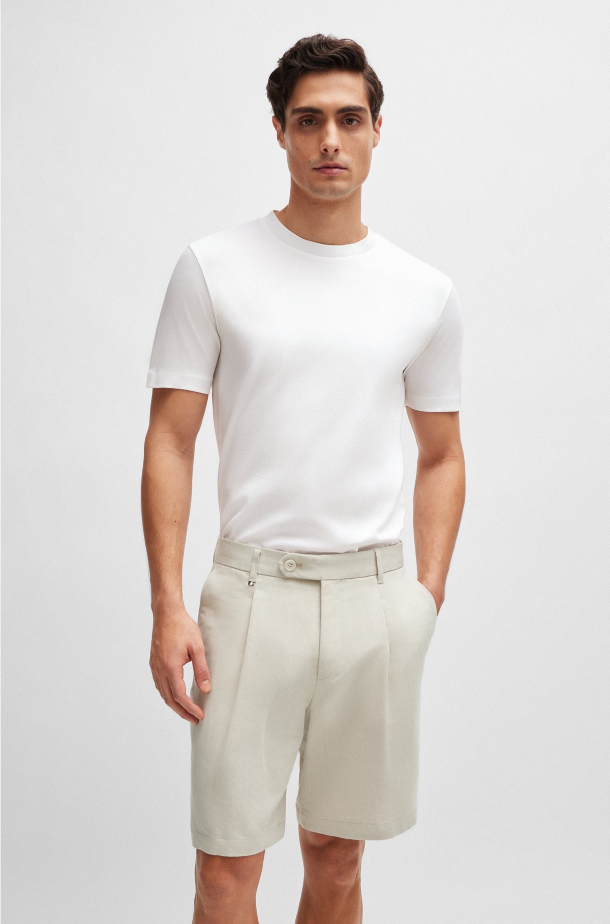 BOSS - Regular-fit crew-neck T-shirt in mercerized cotton