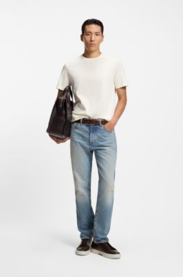 Camiseta de algod&oacute;n Supima mercerizado con cuello redondo, Blanco