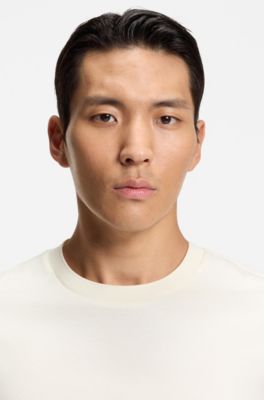 Camiseta de algod&oacute;n Supima mercerizado con cuello redondo, Blanco