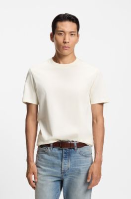 Camiseta de algod&oacute;n Supima mercerizado con cuello redondo, Blanco