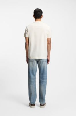 Camiseta de algod&oacute;n Supima mercerizado con cuello redondo, Blanco