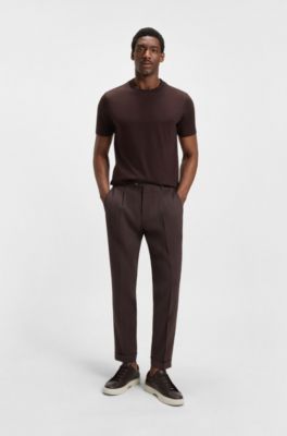 Regular-fit T-shirt in mercerized cotton, Dark Brown