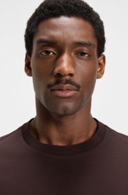 Regular-fit T-shirt in mercerized cotton, Dark Brown