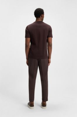 Regular-fit T-shirt in mercerized cotton, Dark Brown